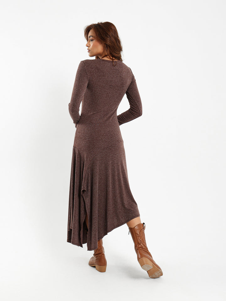 Asymmetric Dress with Studded Belt