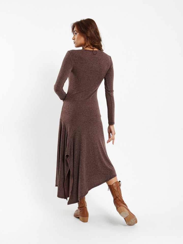 Asymmetric Dress with Studded Belt