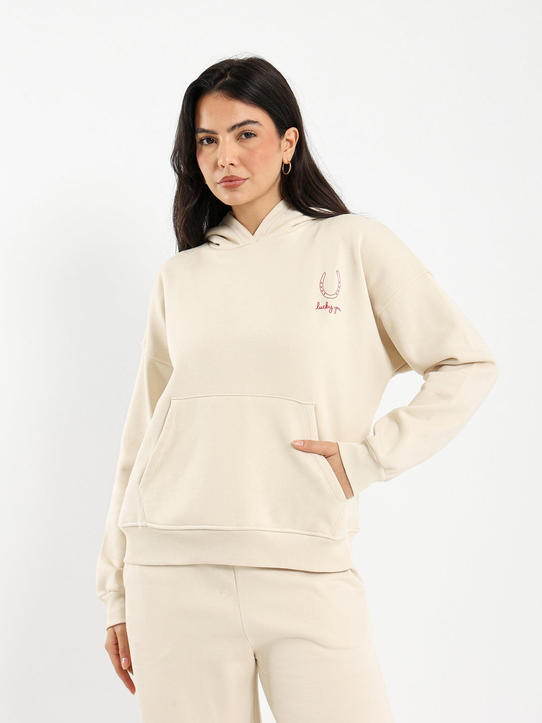 Hoodie Set with Western Print