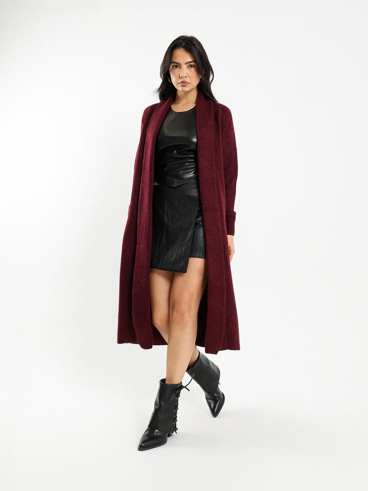 Shawl Collar Long Cardigan