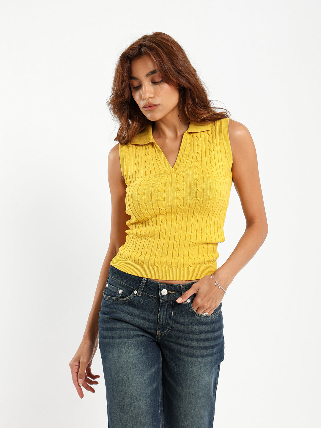 Polo Collar Tricot Top