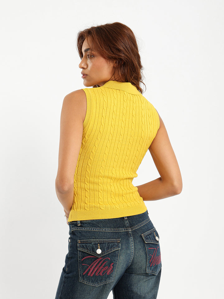 Polo Collar Tricot Top
