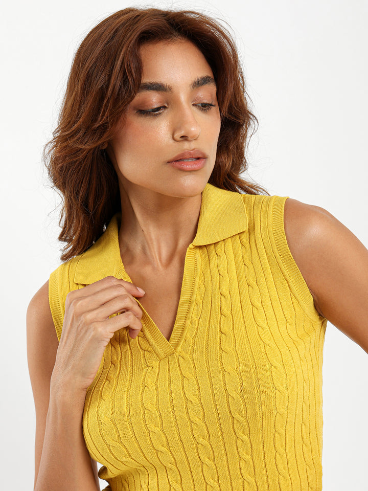 Polo Collar Tricot Top
