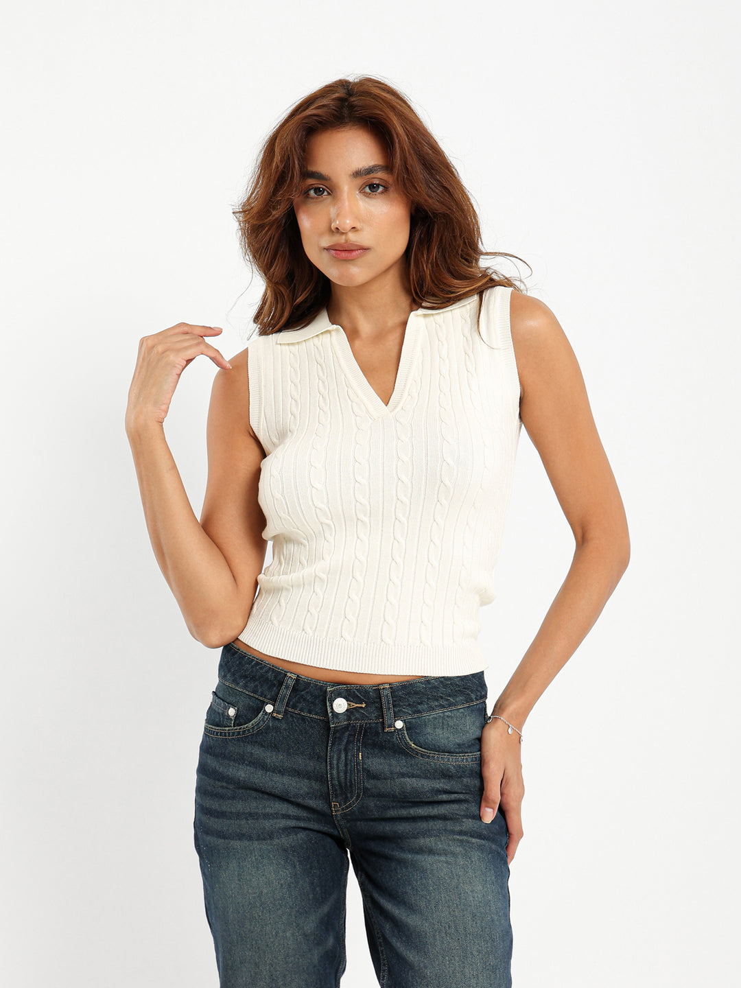 Polo Collar Tricot Top