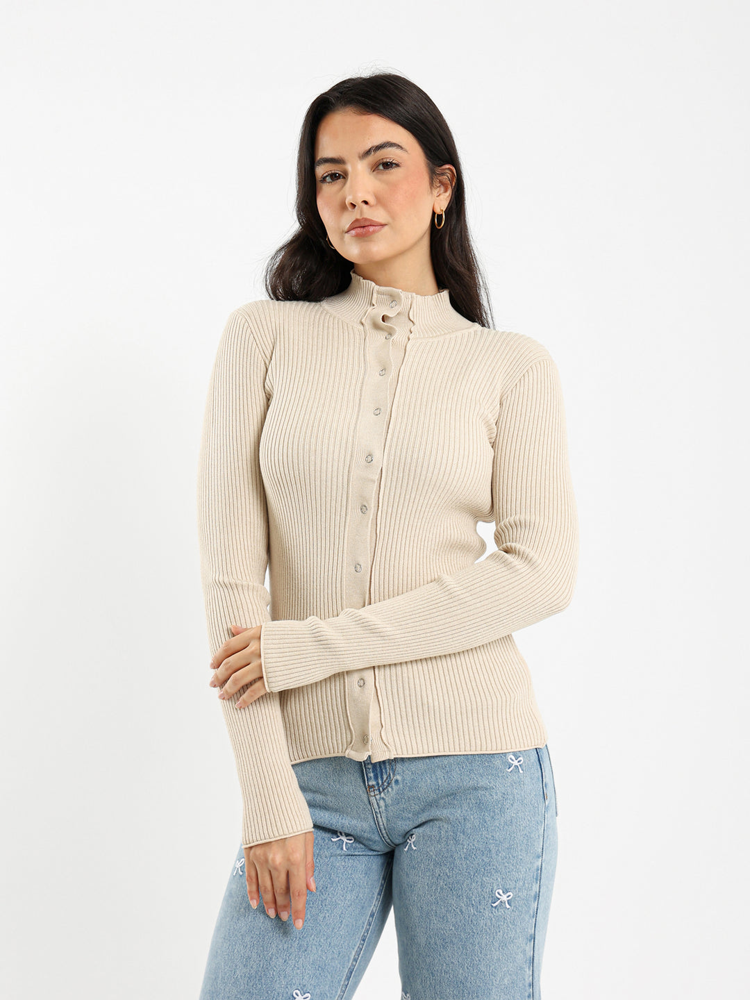 Fitted Cardigan with Front Snaps