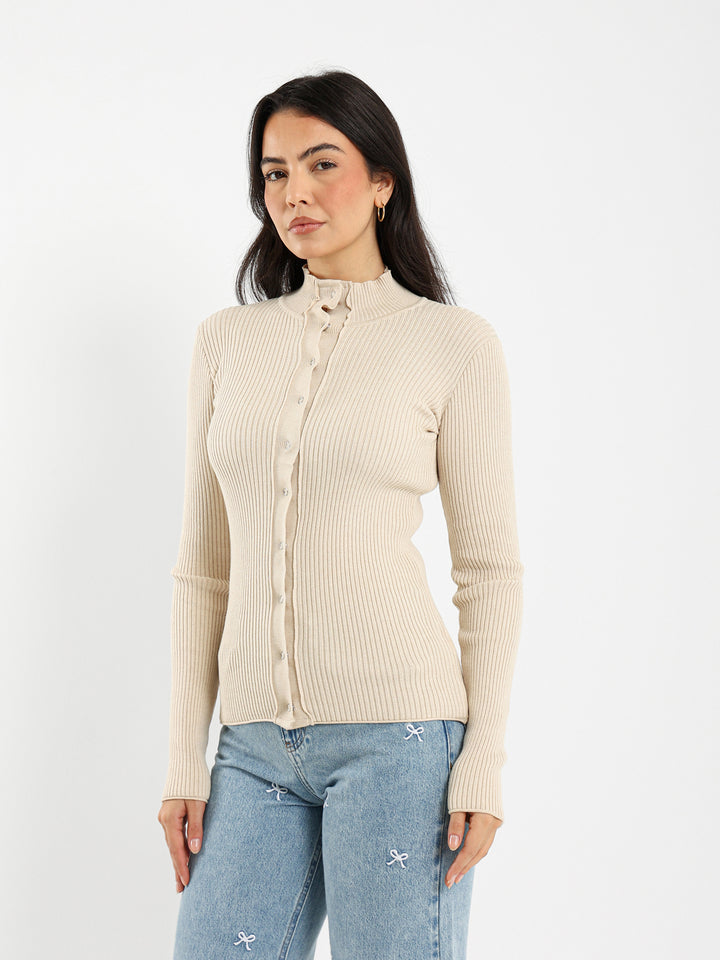 Fitted Cardigan with Front Snaps