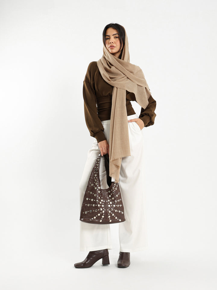 Drop Shoulder Sweatshirt with Puffed Sleeves