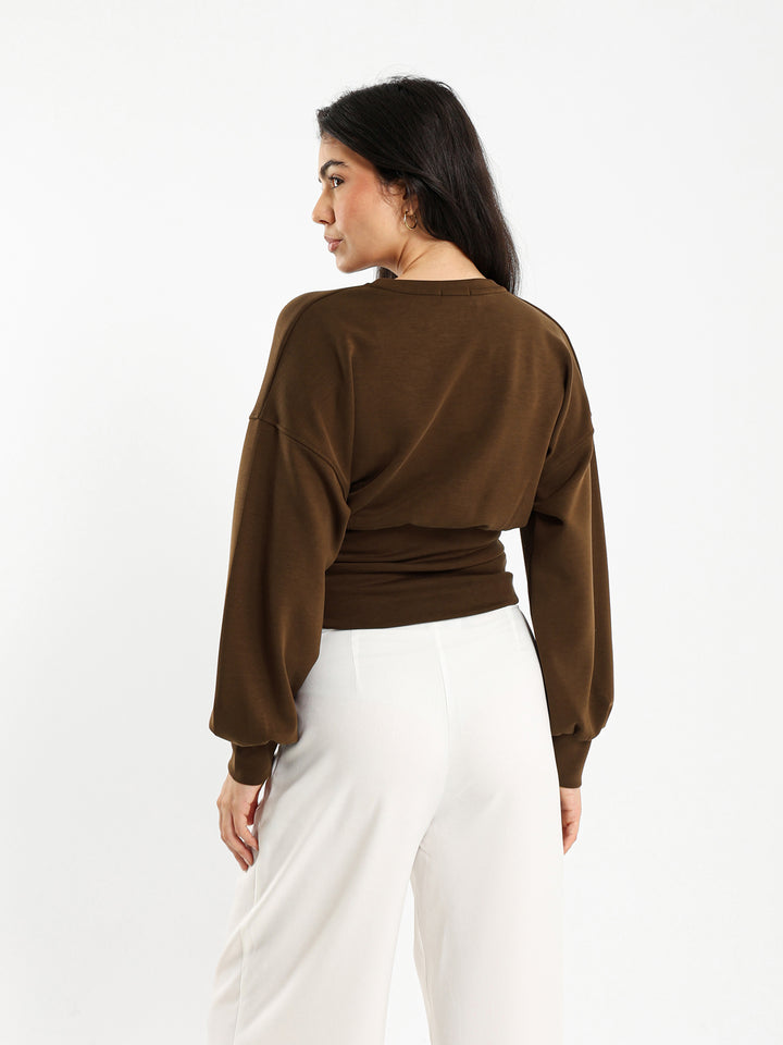 Drop Shoulder Sweatshirt with Puffed Sleeves