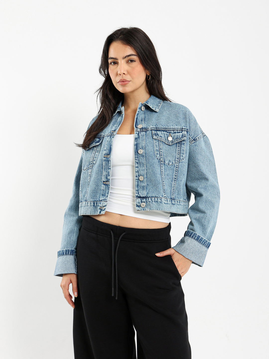 Rolled Sleeve Denim Jacket