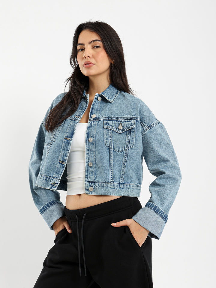 Rolled Sleeve Denim Jacket