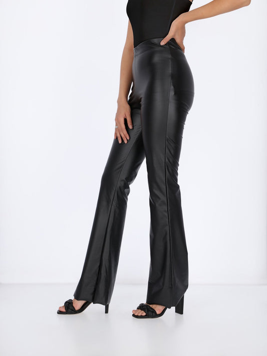 Flare Leg Leather Pants