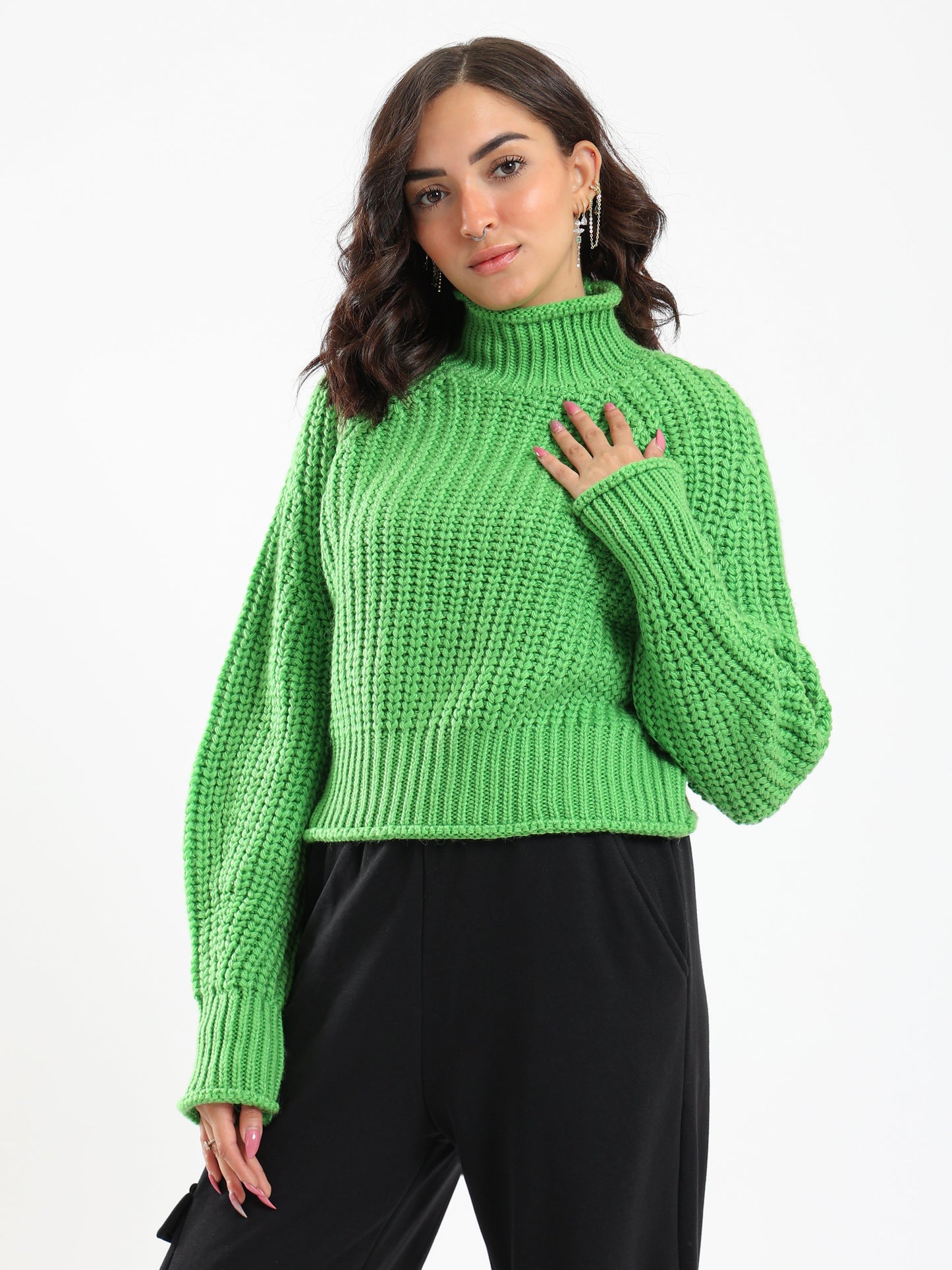 Pullover - Knitted - High Neck
