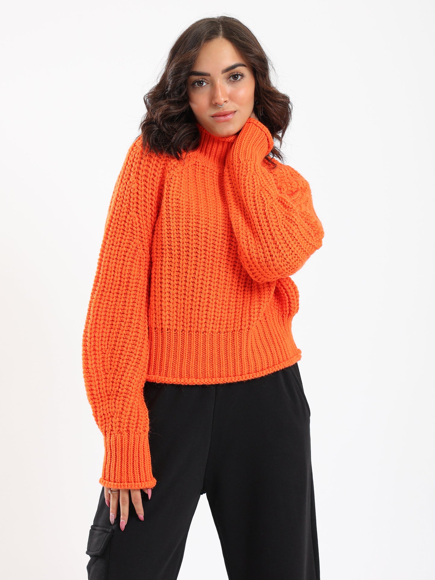 Pullover - Knitted - High Neck