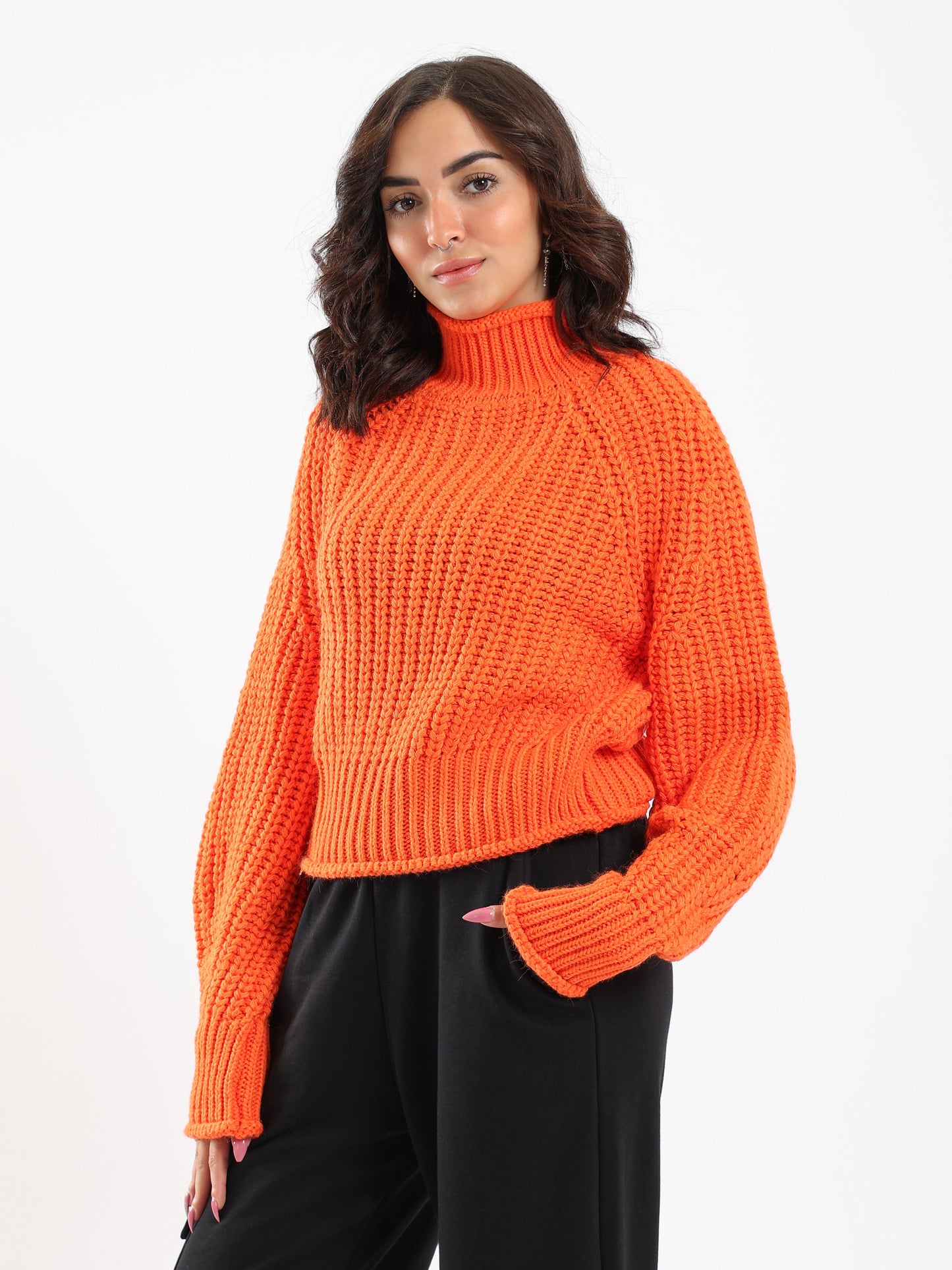 Pullover - Knitted - High Neck