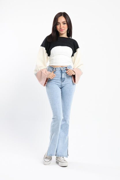 Pullover - Cropped - Color Block