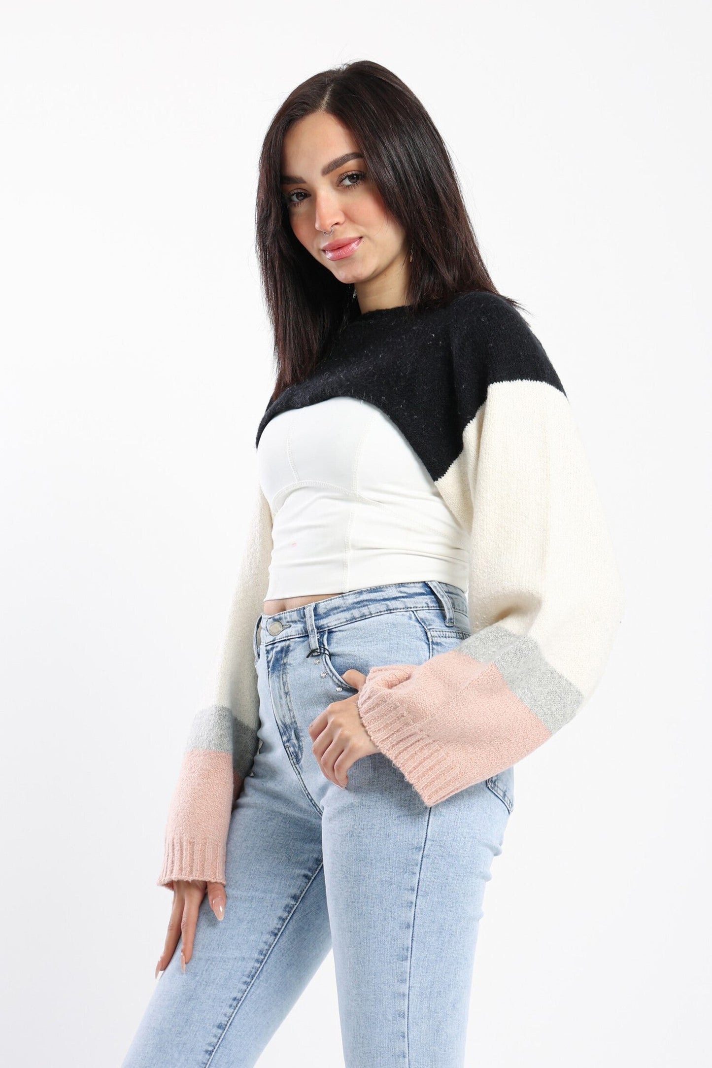 Pullover - Cropped - Color Block