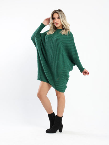Dress - Knitted - Batwing Sleeves