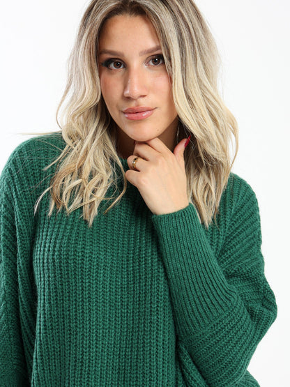 Dress - Knitted - Batwing Sleeves