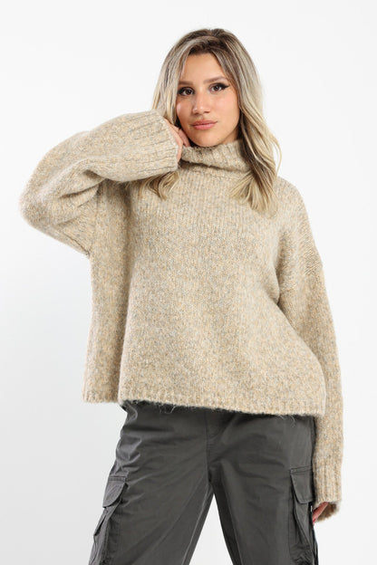 Pullover - Wide Sleeves - High Neck