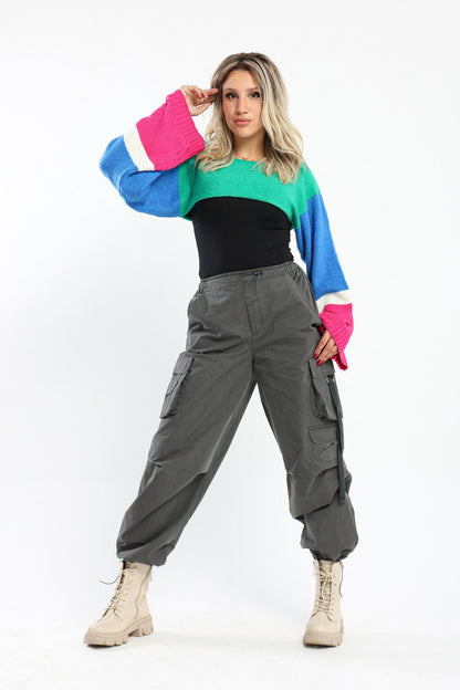 Pullover - Cropped - Color Block