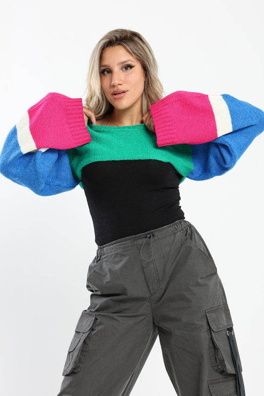 Pullover - Cropped - Color Block