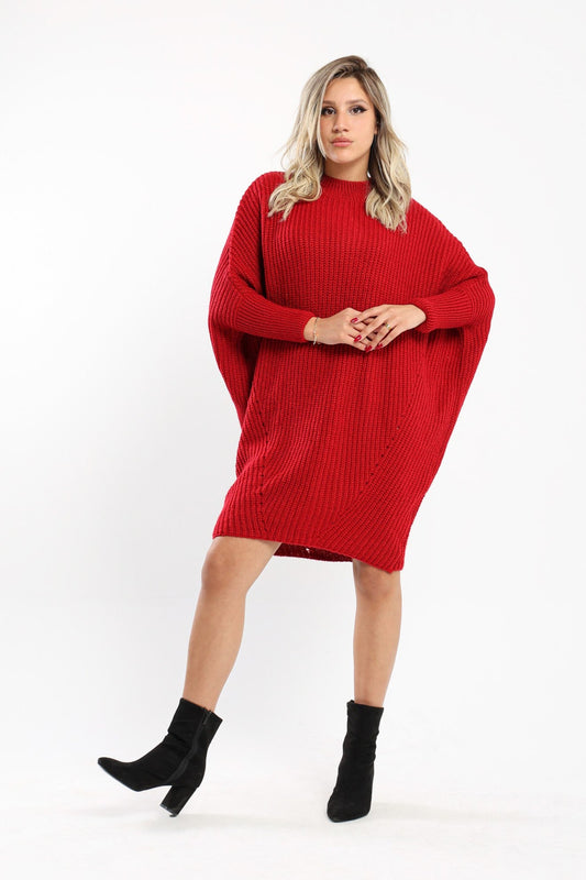 Dress - Knitted - Batwing Sleeves