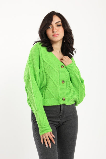 Cardigan - Cable Half English Knit