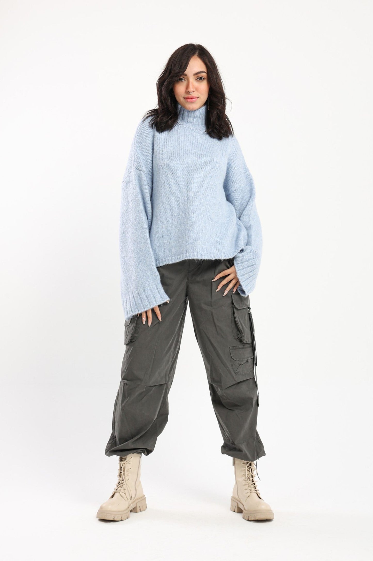 Pullover - Wide Sleeves - High Neck