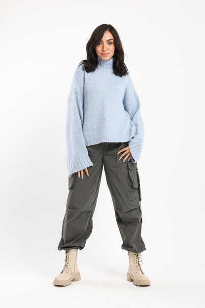 Pullover - Wide Sleeves - High Neck