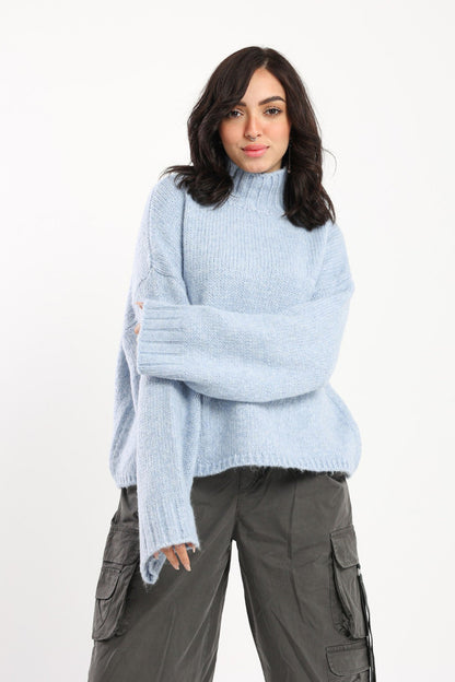 Pullover - Wide Sleeves - High Neck