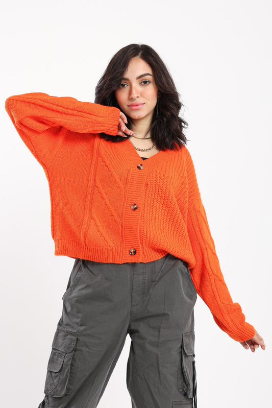 Cardigan - Cable Half English Knit