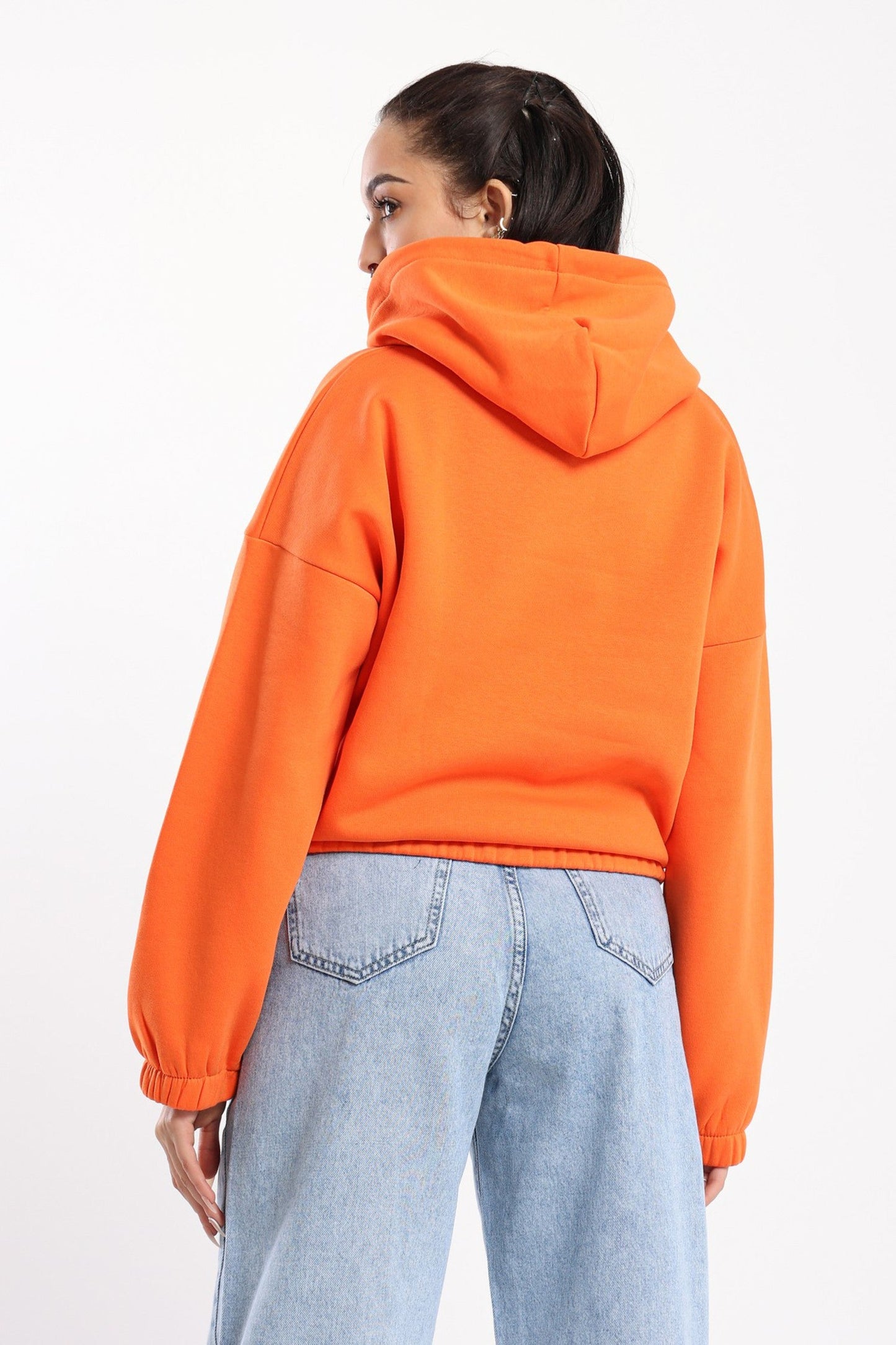 Hoodie - Cropped Design - Elastic Hem - Outlet