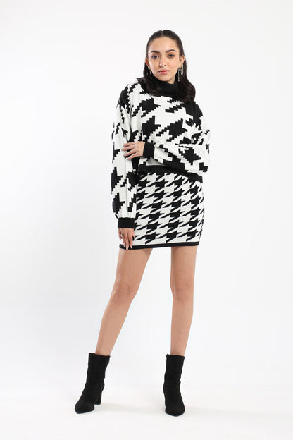 Pullover - Oversized - Houndstooth Pattern