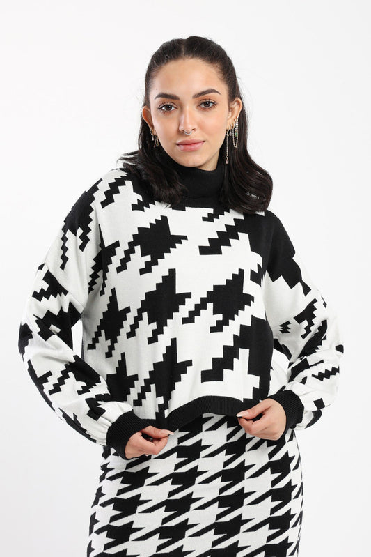 Pullover - Oversized - Houndstooth Pattern