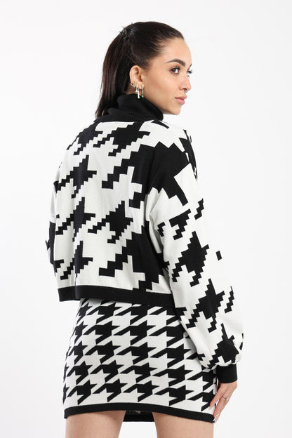 Pullover - Oversized - Houndstooth Pattern