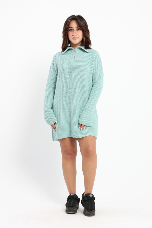 Pullover Dress - Zip Up Collar