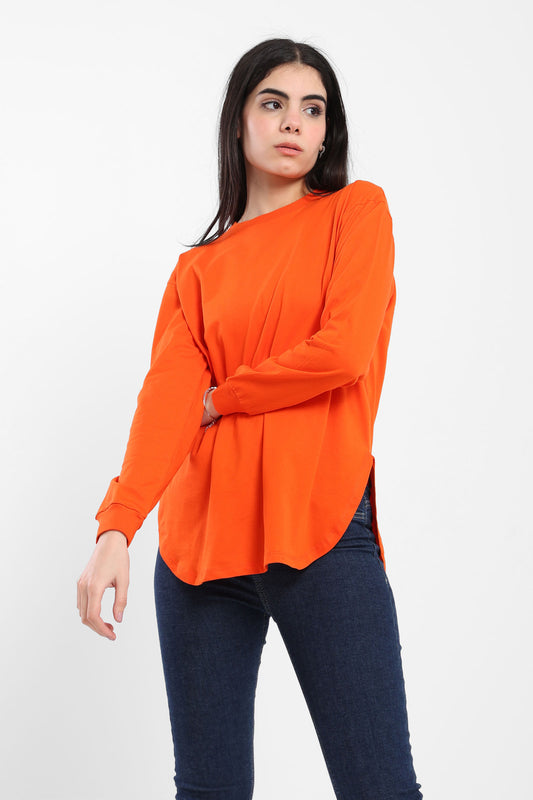 Long Sleeves Round Hem With Slits - Outlet