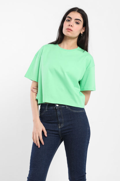 Casual Half Sleeves Tee Plain/Block - Outlet
