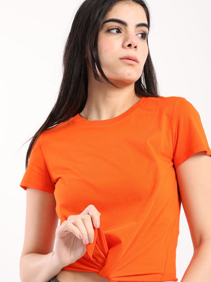 Basic Top -  Short Sleeves - Tie Front - Outlet