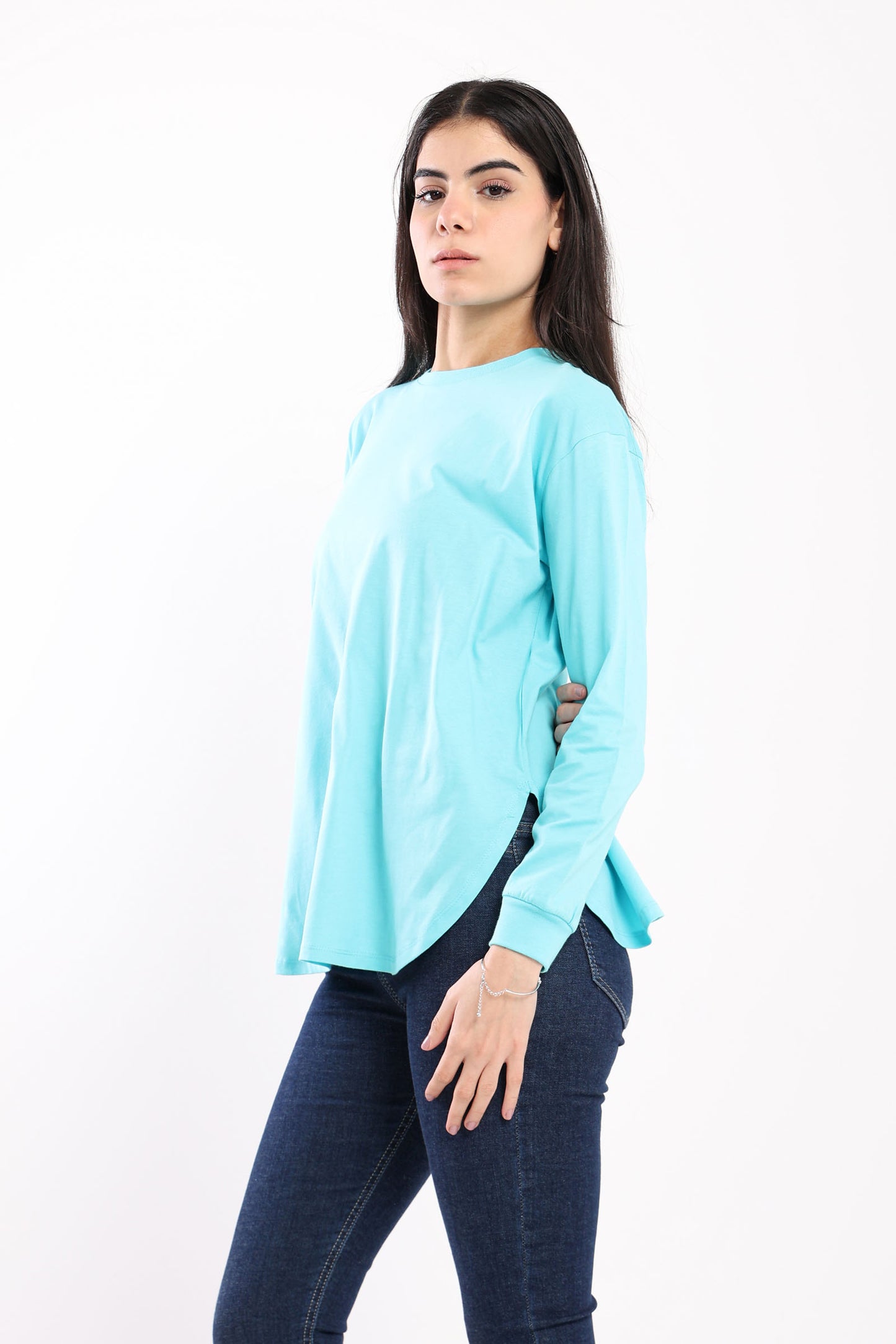 Long Sleeves Round Hem With Slits - Outlet