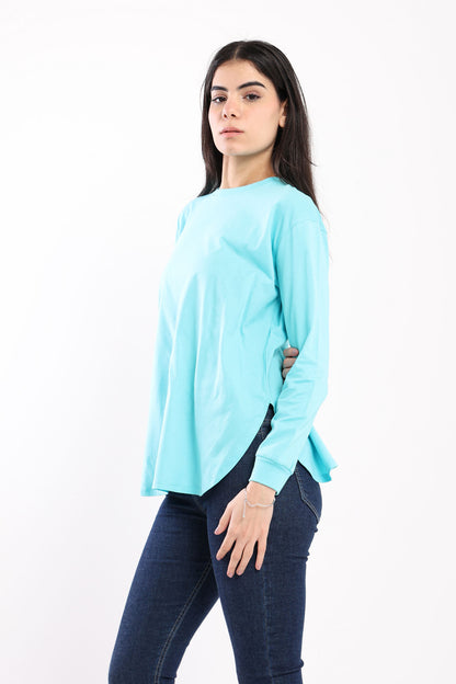 Long Sleeves Round Hem With Slits - Outlet