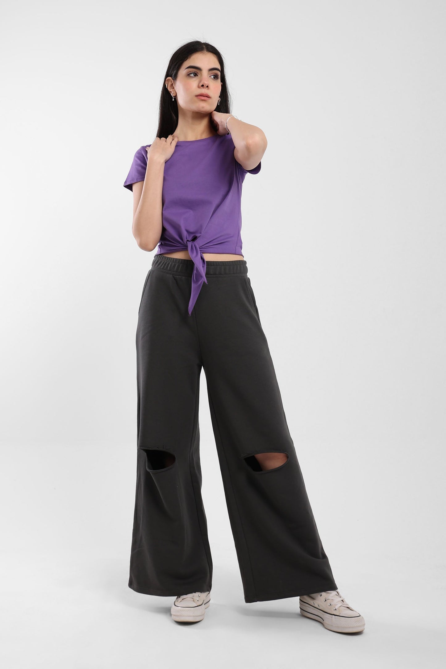 Basic Top -  Short Sleeves - Tie Front - Outlet