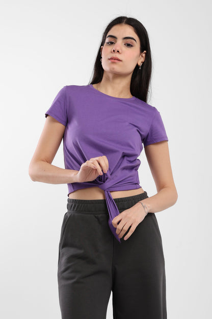 Basic Top -  Short Sleeves - Tie Front - Outlet