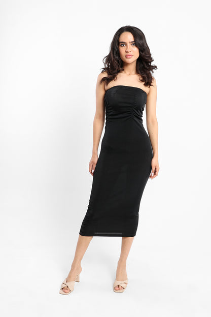 Short Midi Dress with Ruching - Outlet