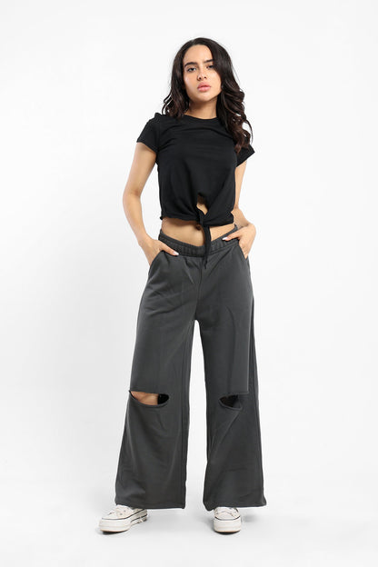 Basic Top -  Short Sleeves - Tie Front - Outlet