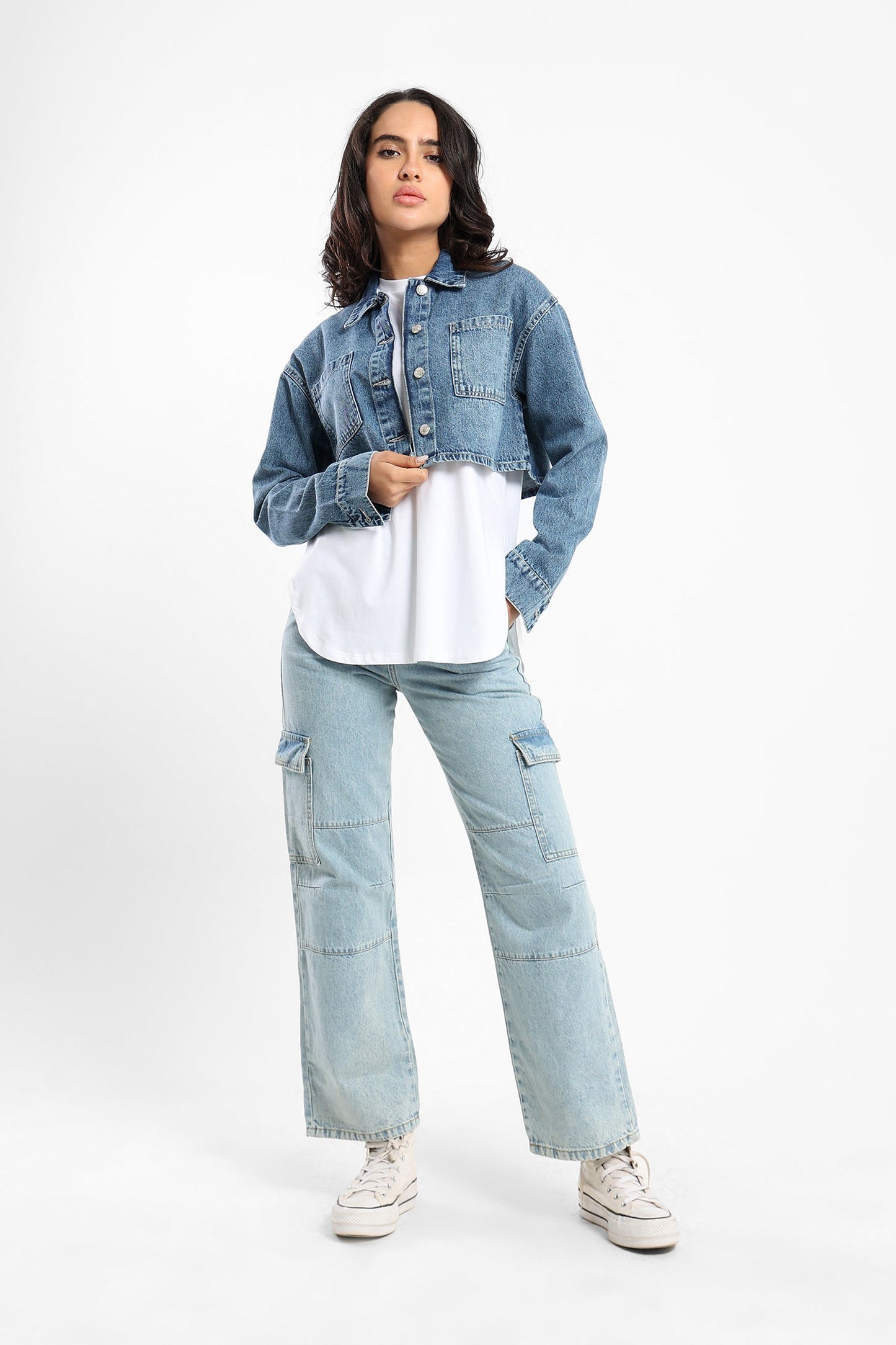 Denim Jacket - Cropped- Denim - Outlet