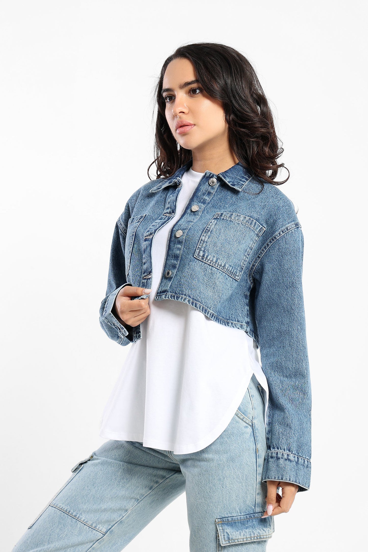 Denim Jacket - Cropped- Denim - Outlet