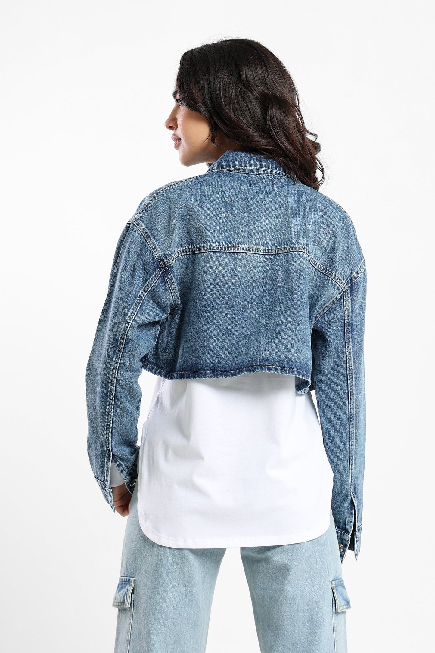 Denim Jacket - Cropped- Denim - Outlet