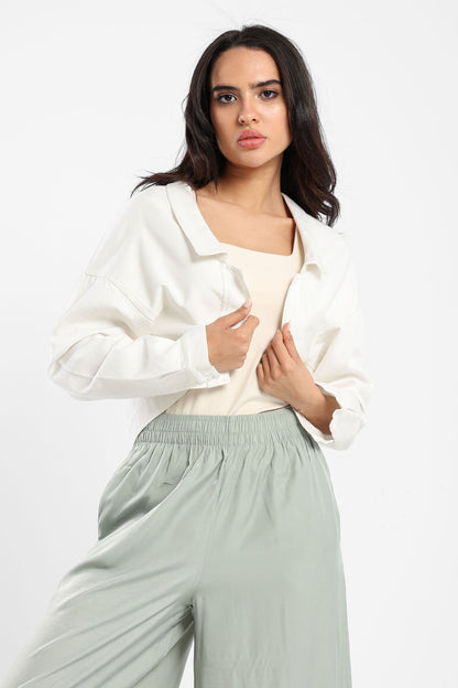 Jacket Loose Denim Bolero With Diamonds - Outlet