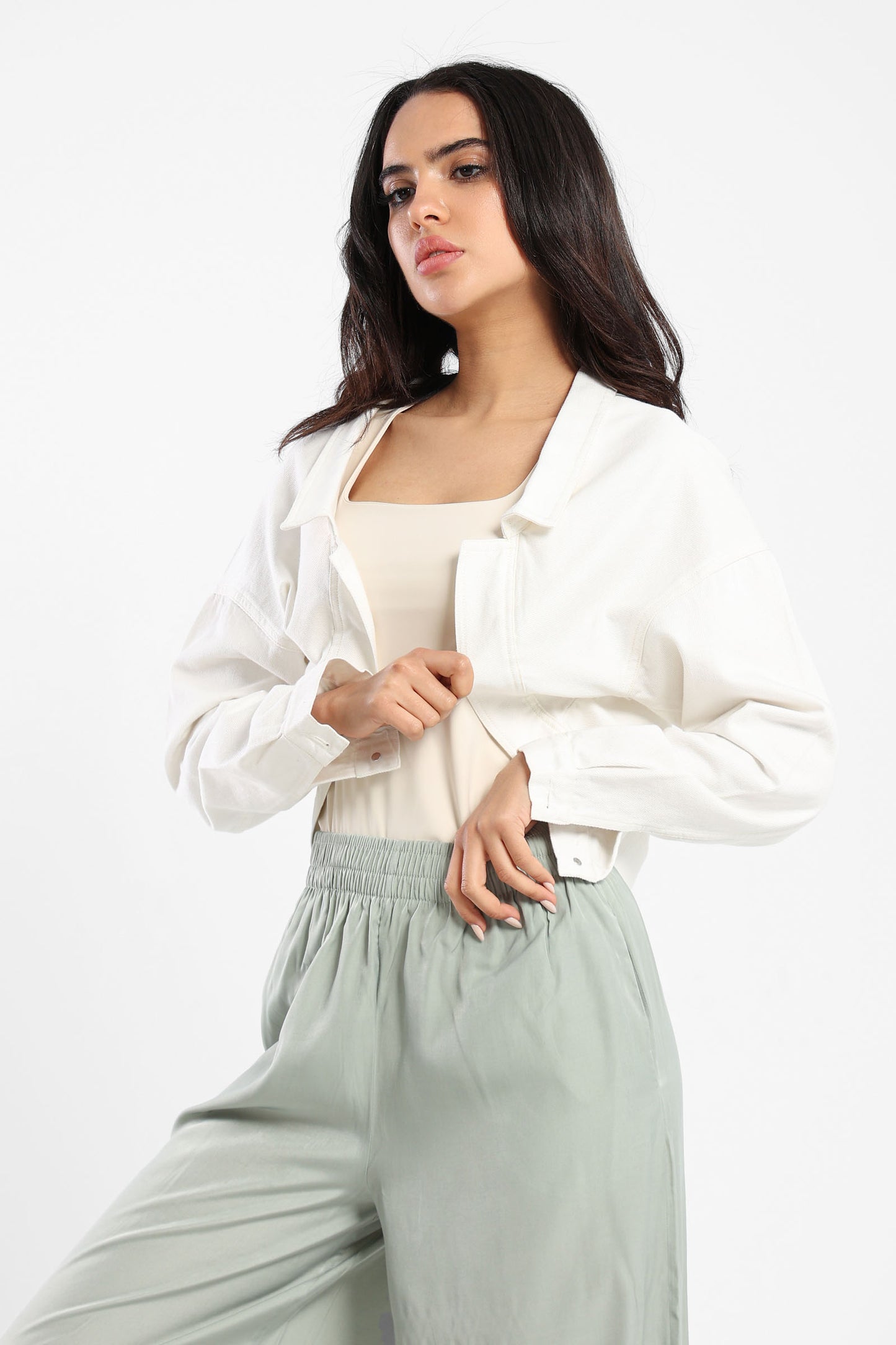 Jacket Loose Denim Bolero With Diamonds - Outlet